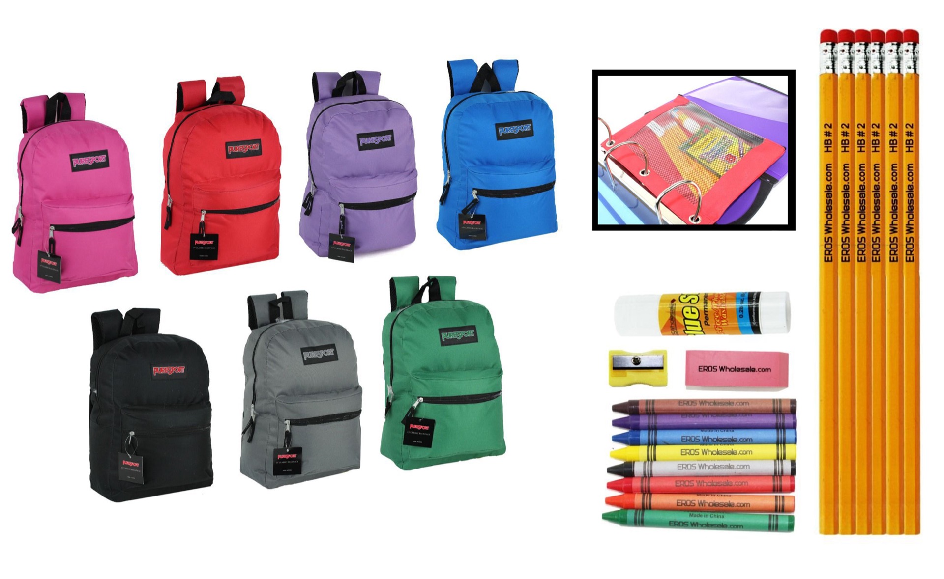 ''17'''' Classic PureSport Backpack & Elementary School Supply Kit Sets''