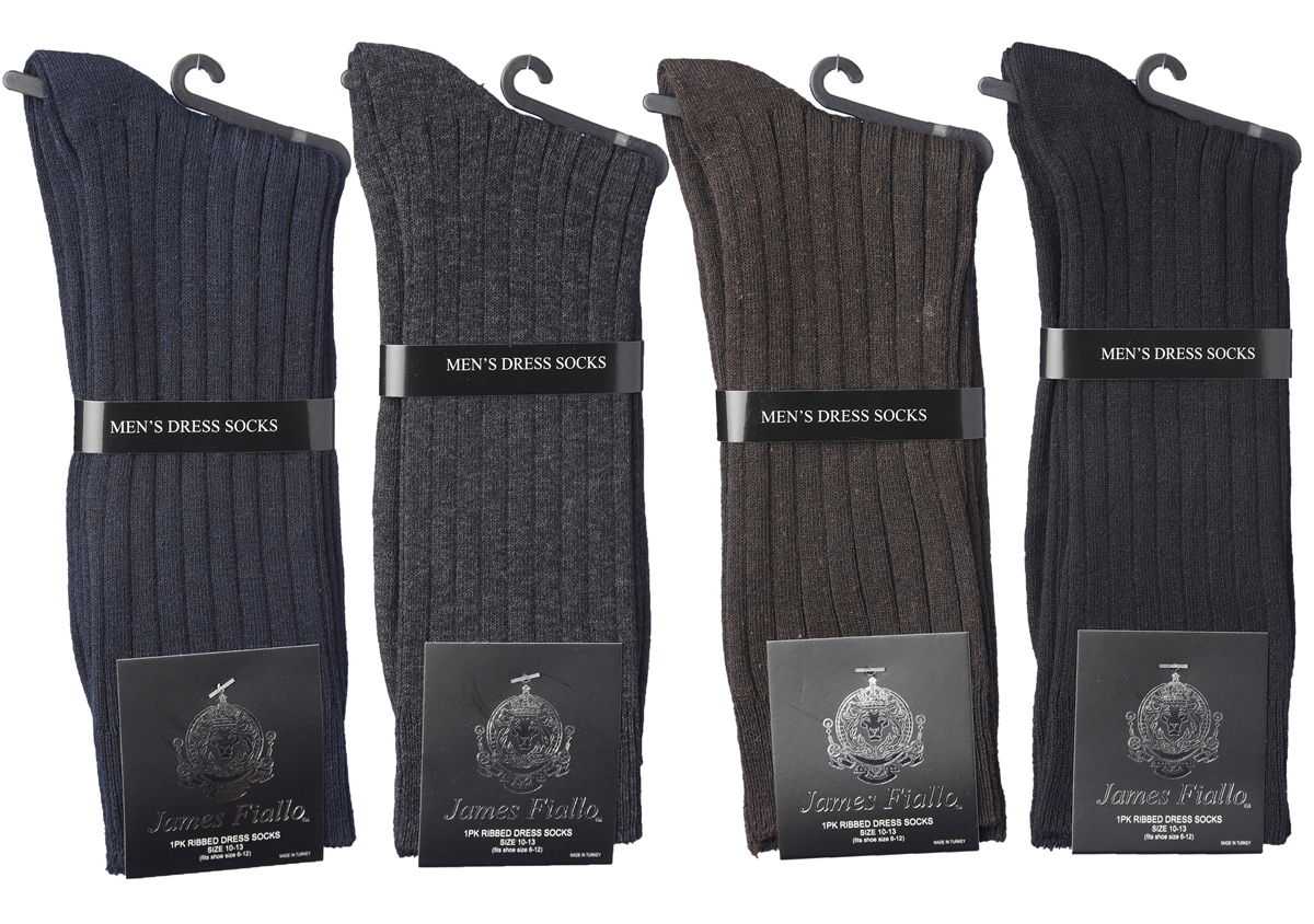 Men's Solid Ribbed DRESS Socks - Size 10-13