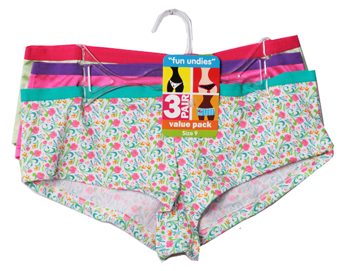 Women's Boy Short Panties - Assorted Prints - Plus Sizes 8-10 - 3-Pair Packs