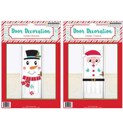 Christmas Door Decoration Paper 4c Print 2ast Double-sided TAPE Strip Included Pb/insert Card