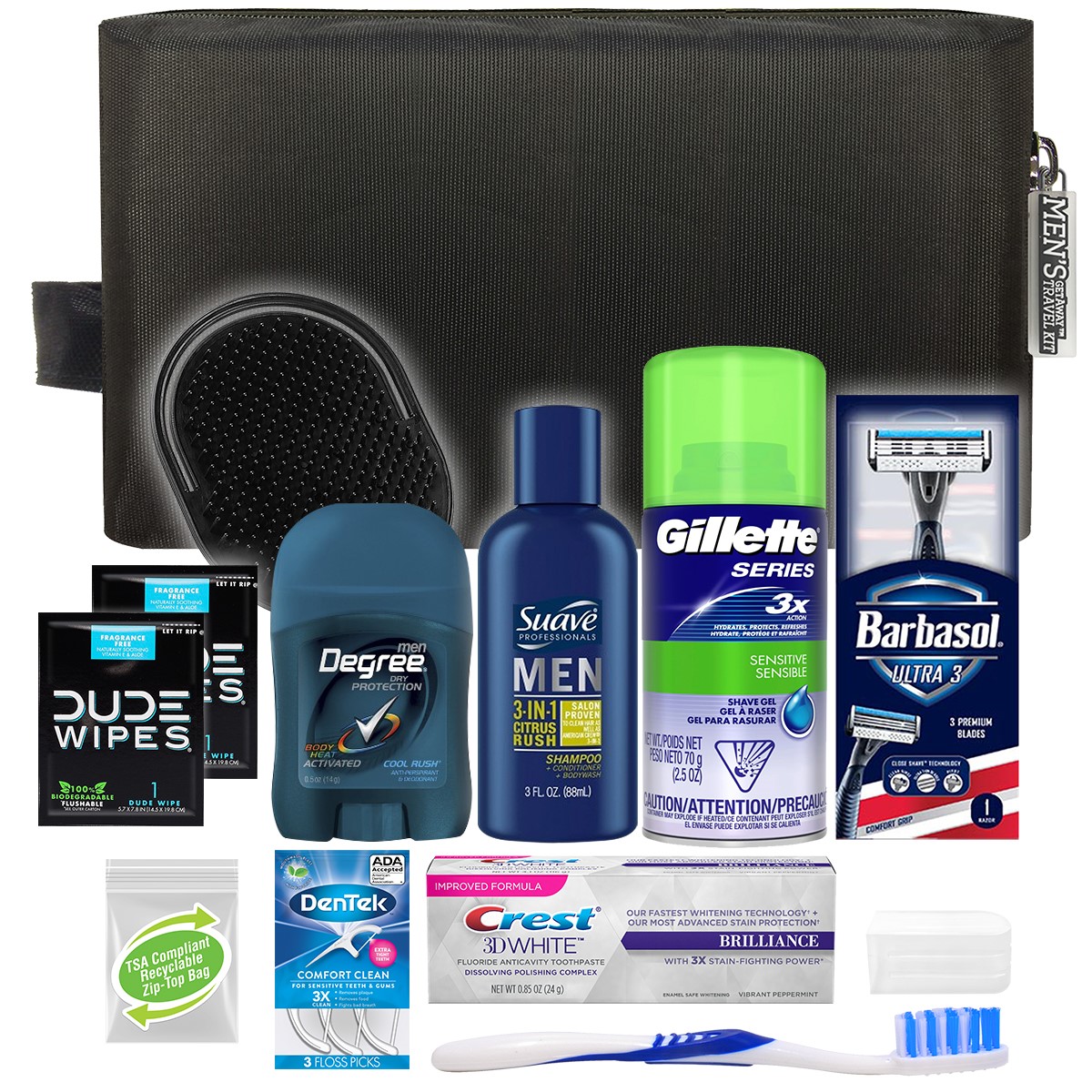 Men's Deluxe Travel Hygiene Convenience Kits - 13 pc. in Zippered Pouch
