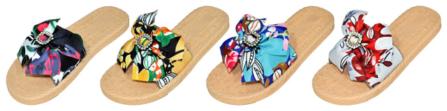 Women's Barbados SANDALS w/ Embroidered Jewels & Printed Floral Bow
