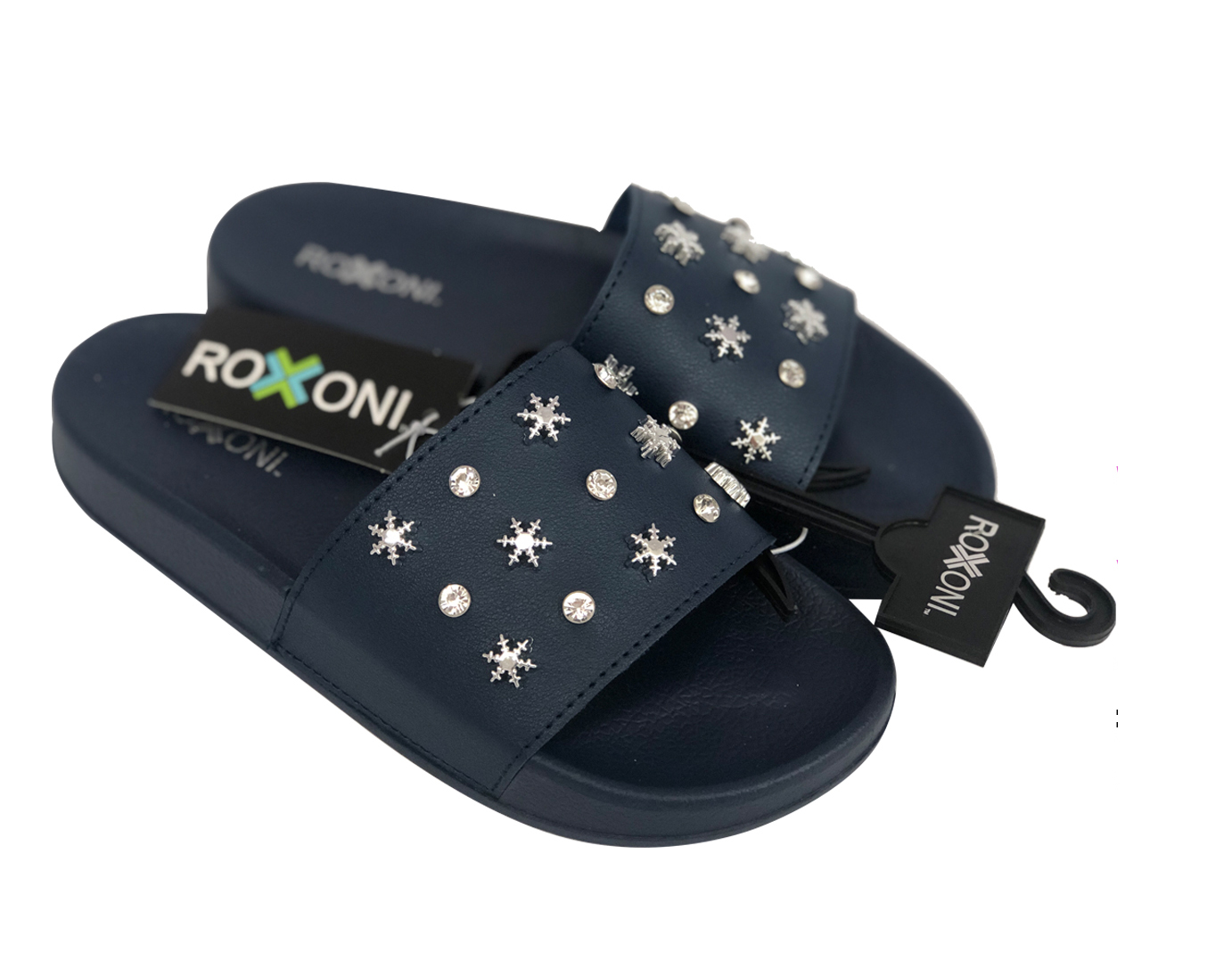 Women's Slide Sandals w/ Snow Flake & DIAMOND Strap - Sizes Small-XL