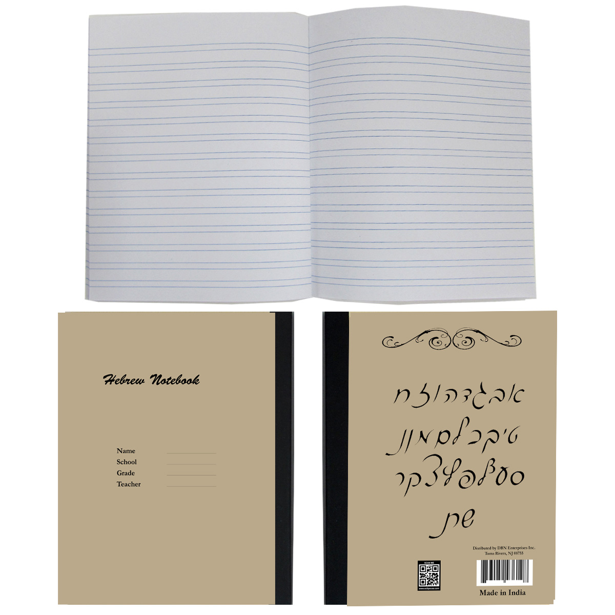 140-Page Hebrew Lined Bound Notebooks