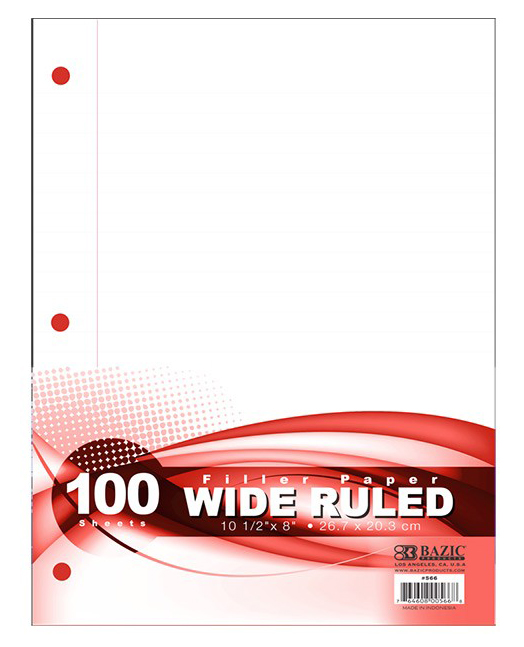 100-Sheet Wide Ruled Filler Paper