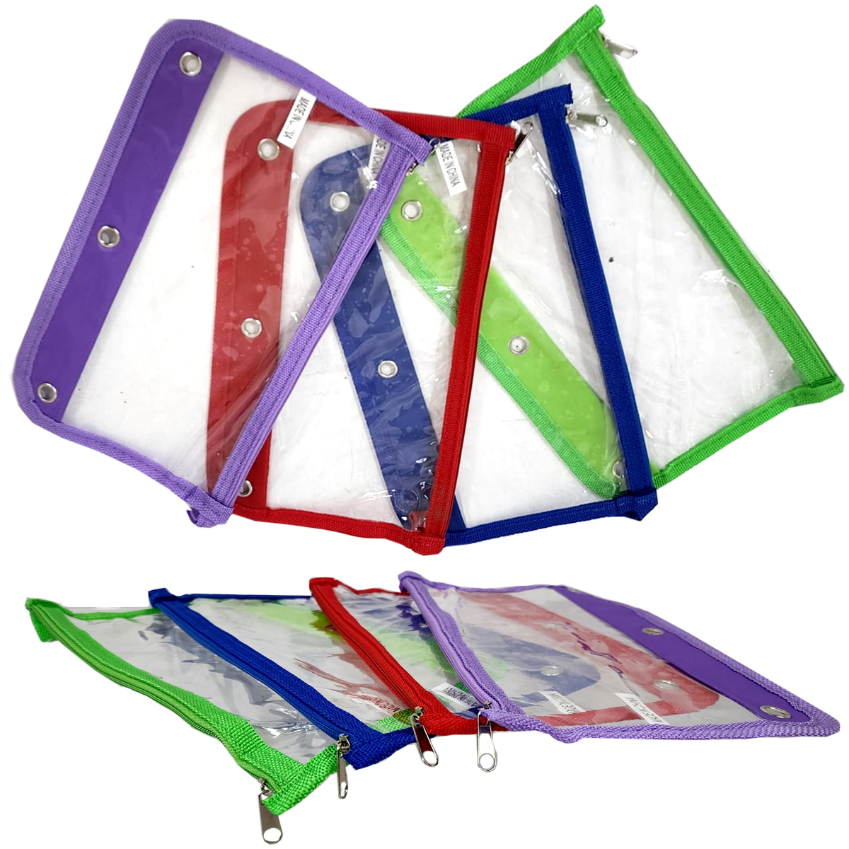3-Ring Poly Pencil Pouches - Assorted Colors