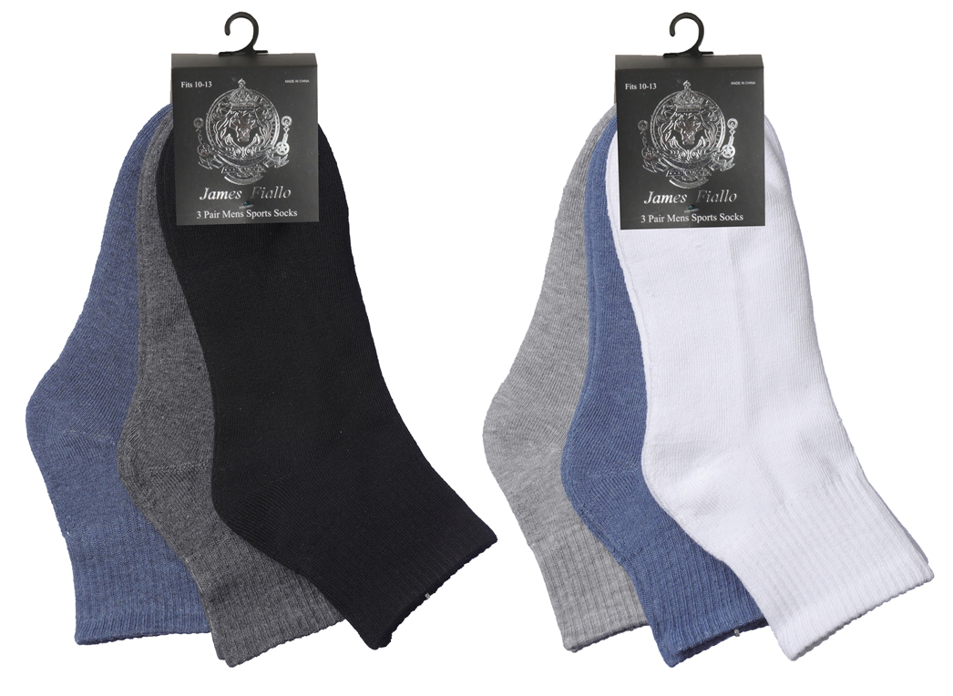 Men's Cushioned Athletic Ankle SOCKS - Solid Colors - 3-Pair Packs