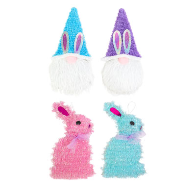 Easter Tinsel Decor 4ast Gnome/bunny