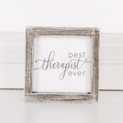 Wall SIGN 5x5 Best Therapistwood Framed White/gray ($5.50)