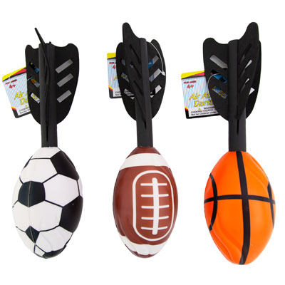 Sport Airattack Dartball Toy 3ast Eva FOOTBALL/soccer/basket Ht 2.95in Dia X 10in H