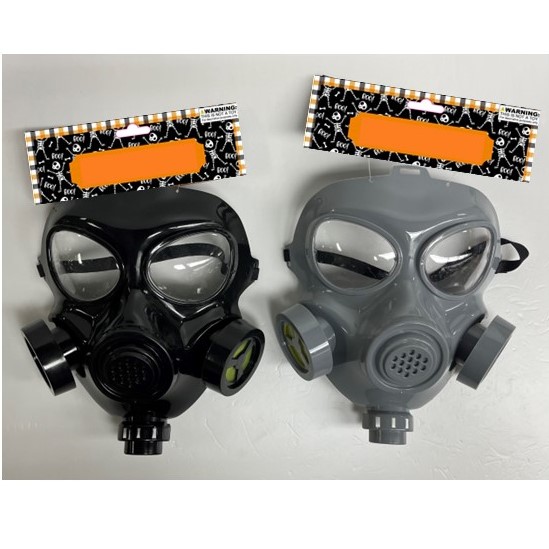 Gas Mask COSTUME Adult 2ast Grey/black Hlwncard