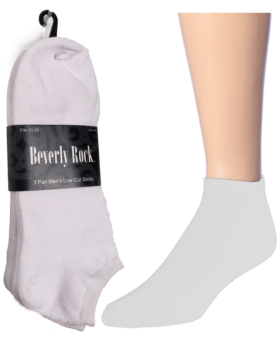 Men's White Low Cut Socks - Size 10-13 - 3-Pair Packs