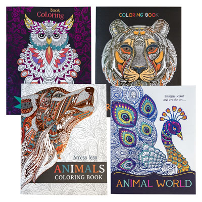 Coloring Book Adult Animals32 Pg In Pdq Foil Cover