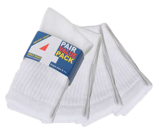 Women's White Athletic High Ankle Socks - Size 9-11 - 4-Pair Packs