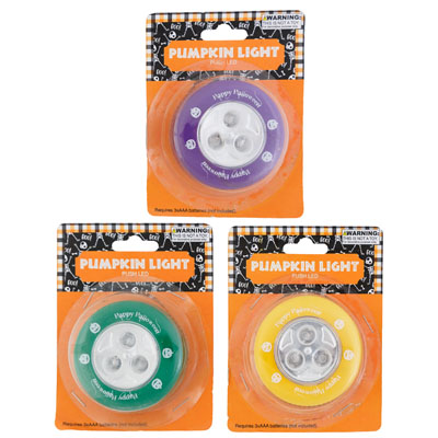 Pumpkin Push Light Led 3ast Colors/ 3aaa BATTERIES Required Not Included Blistercard