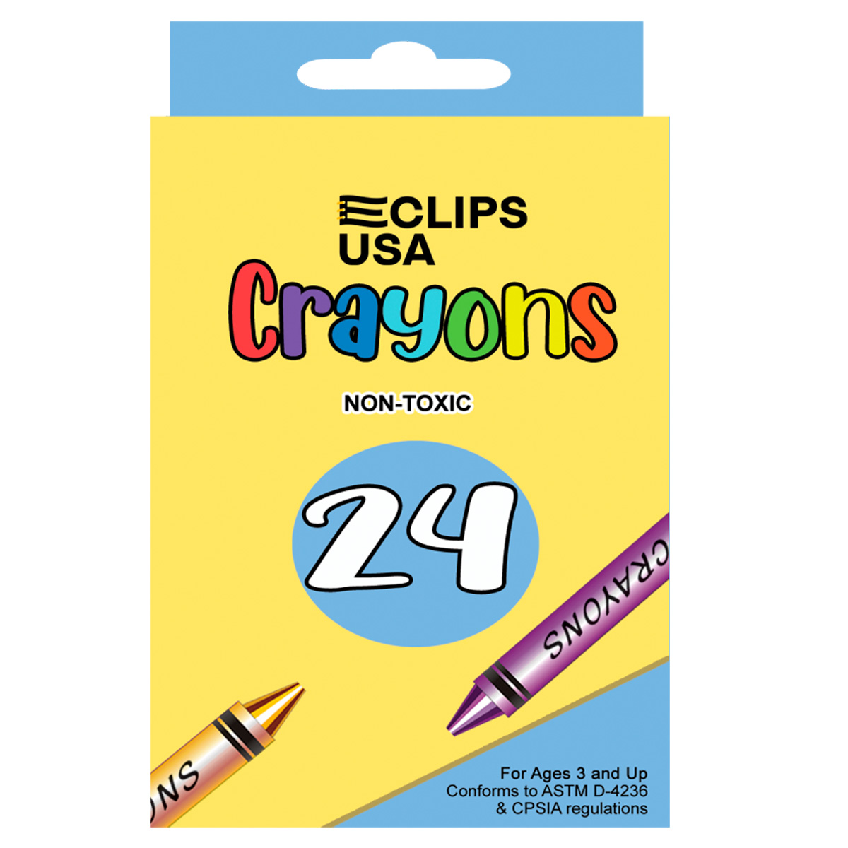 24-Pack Non-Toxic Crayons Assorted Colors