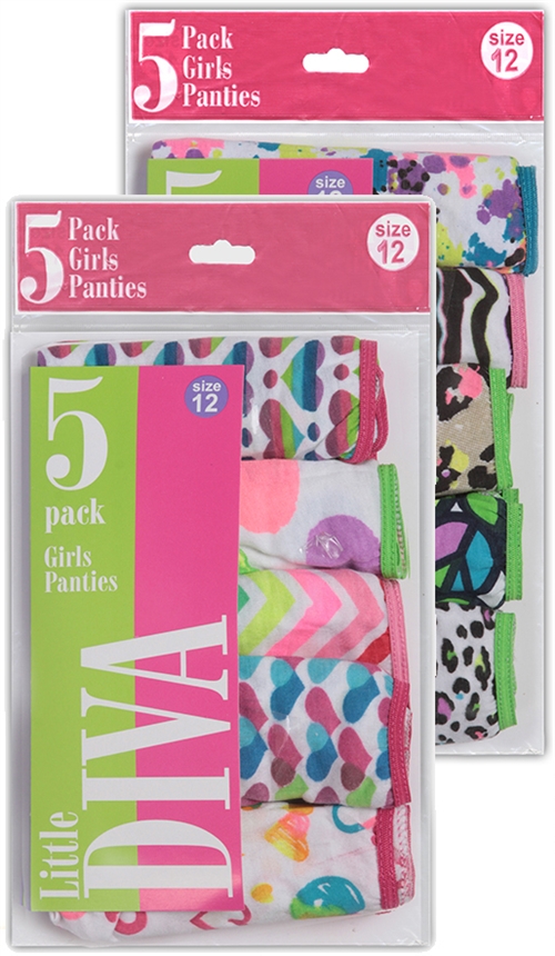 Girl's UNDERWEAR 5-Packs - Assorted Prints - Choose Your Size(s)