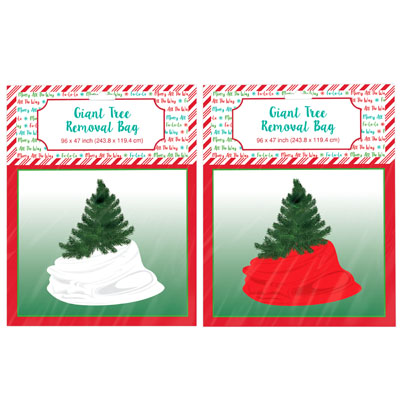 CHRISTMAS Tree Removal Bag Giant 96x47in Red Or White Pb Insert
