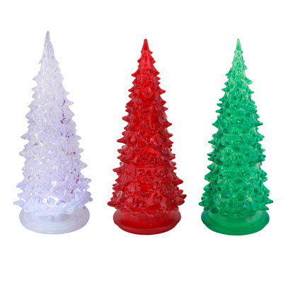 CHRISTMAS Tree Table Decor Color Change Light-up Plastic 3ast Colors 2.75 X 2.75 X 7.5in 3-ag3 Batte