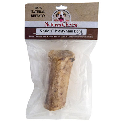 DOG Chew 4 Inch Meaty Shin Bone 100% Natural Buffalo Ref #8001