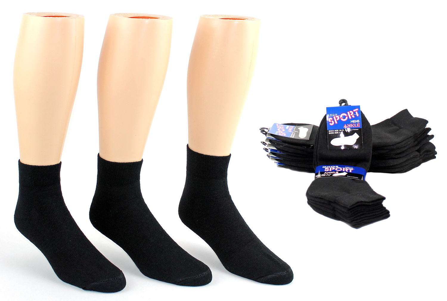 Men's Cotton Athletic Ankle Socks - Black