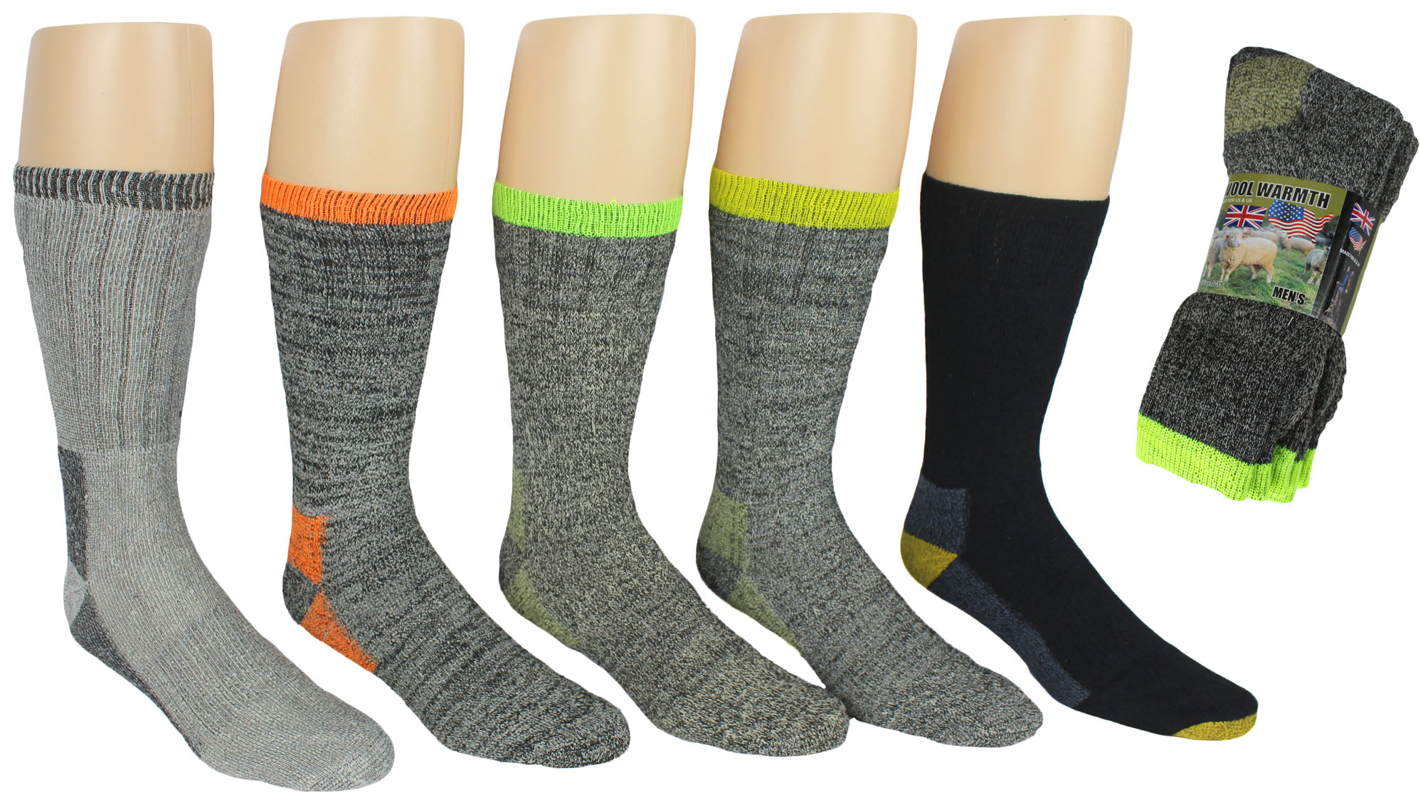 Men's Wool/Cotton Blend Thermal Crew Boot Socks - 3-Pair Packs