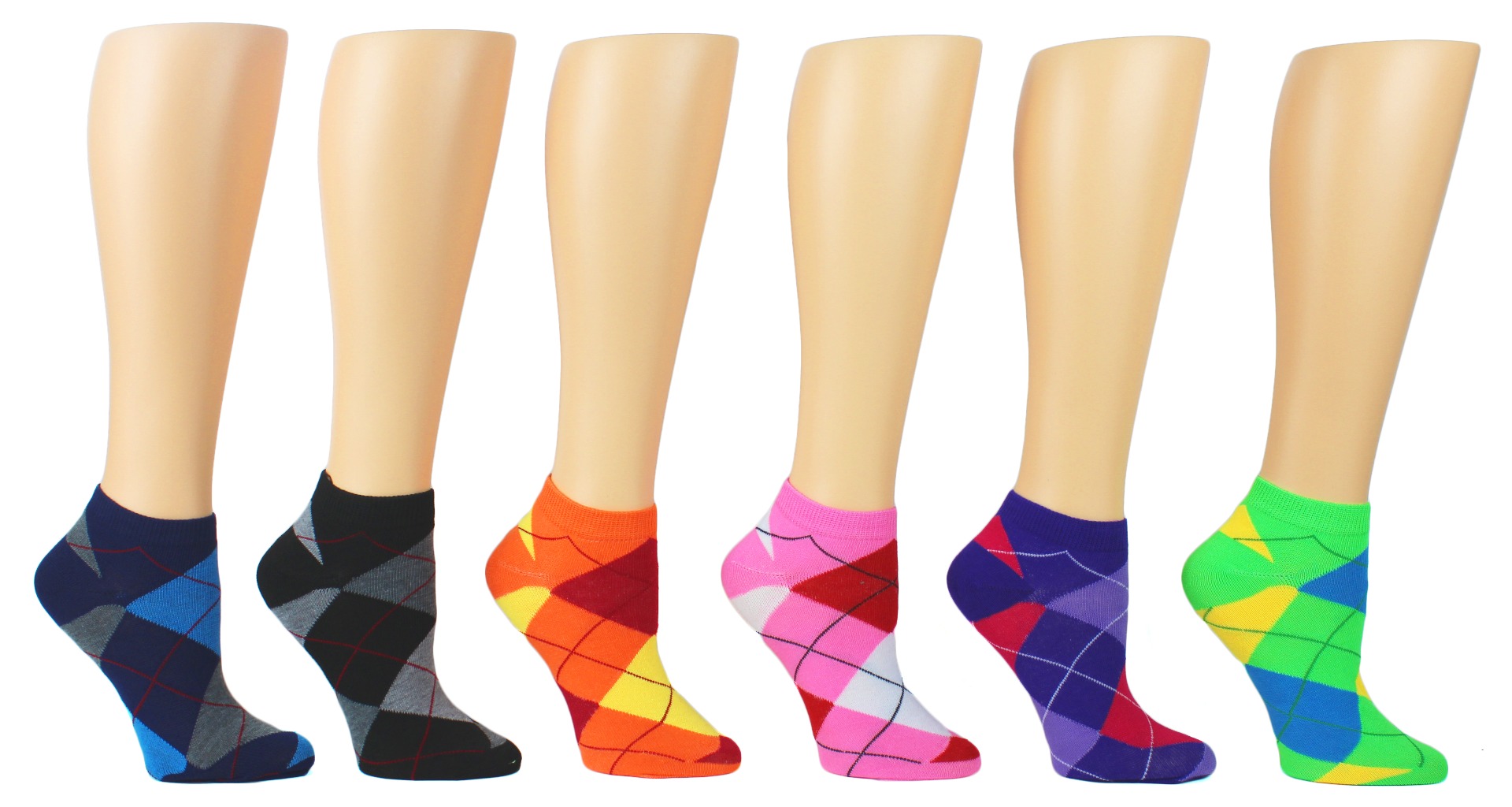 Women's Low Cut Novelty Socks - Argyle Print - Size 9-11