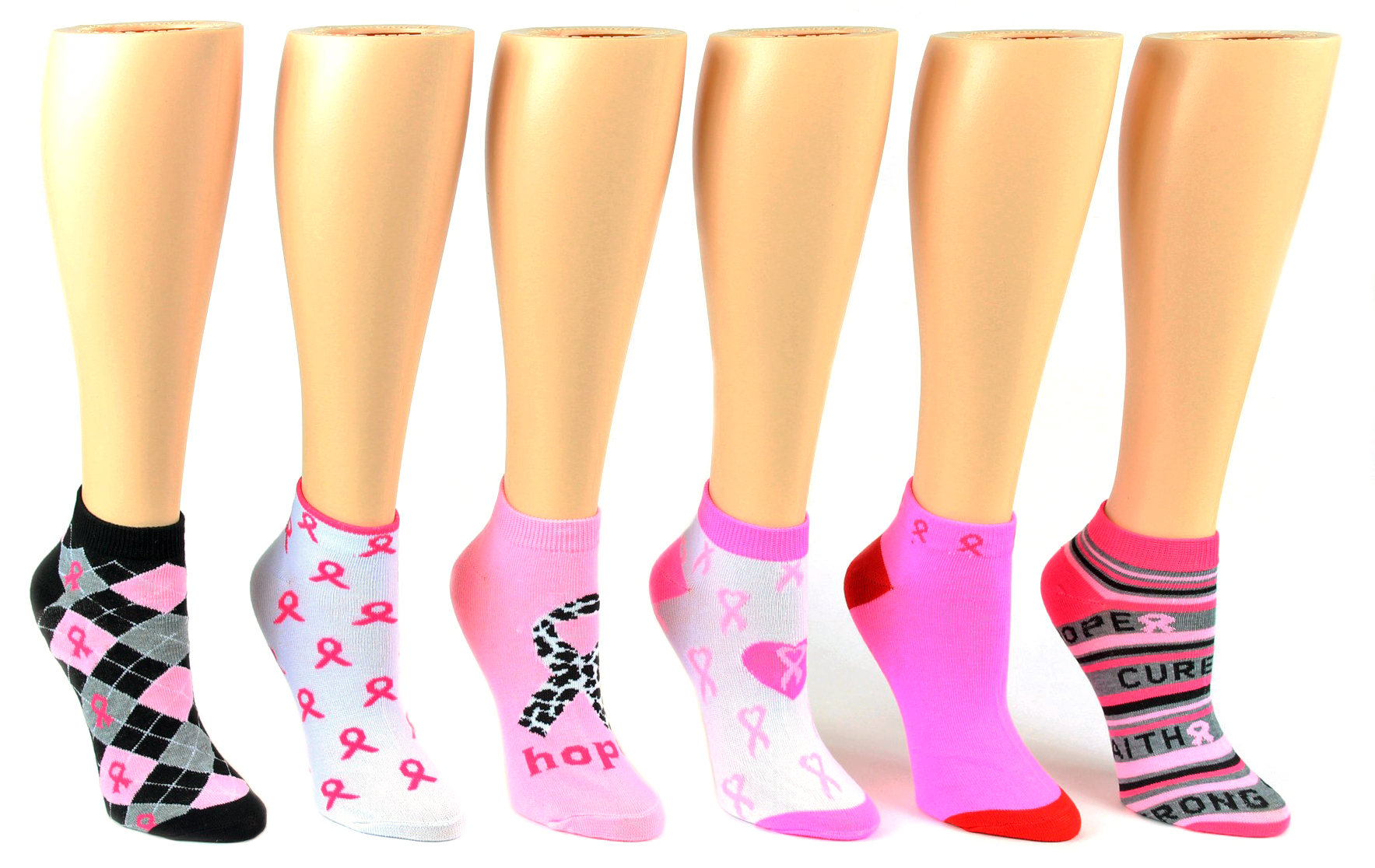 Pink Breast Cancer Awareness Low Cut Socks - Size 9-11