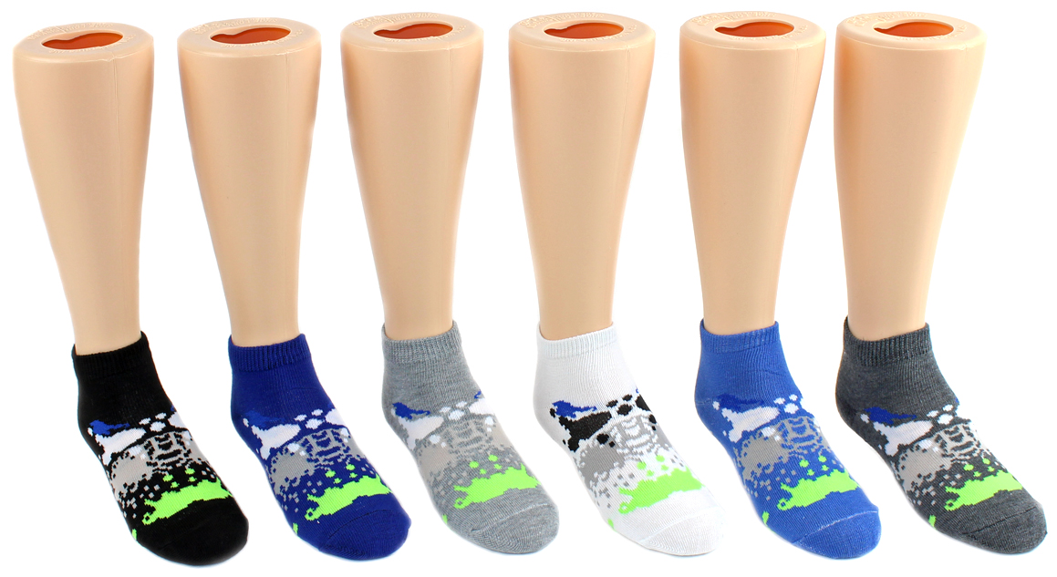 Boy's & Girl's Low Cut Novelty Socks - PAINT Splatter Print - Size 6-8