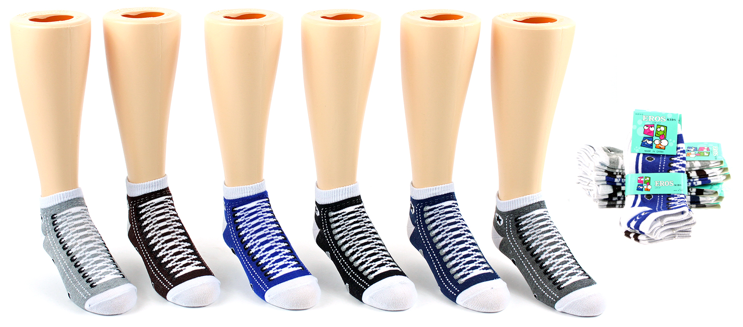 Boy's & Girl's Low Cut Novelty Socks - SNEAKER Print - Size 4-6