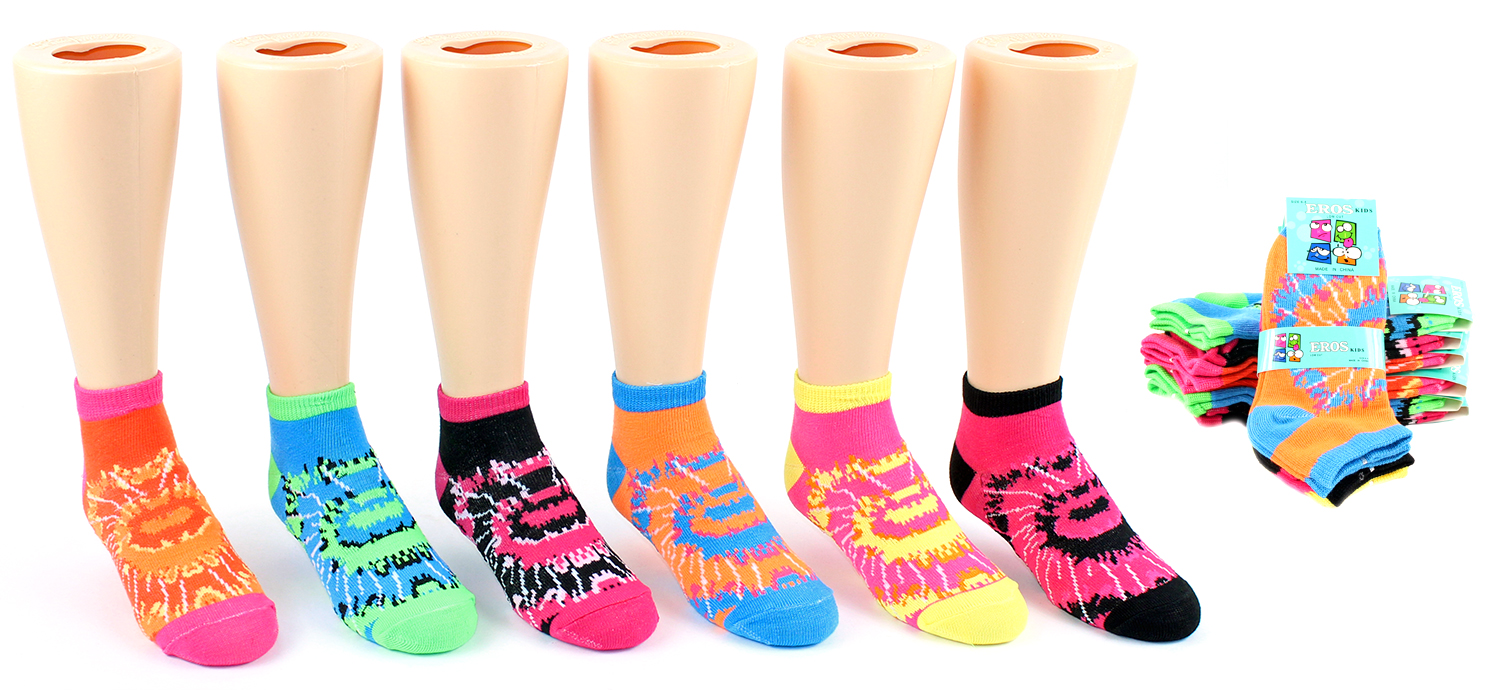 Boy's & Girl's Toddler Low Cut Novelty Socks - TIE Dye Print - Size 2-4