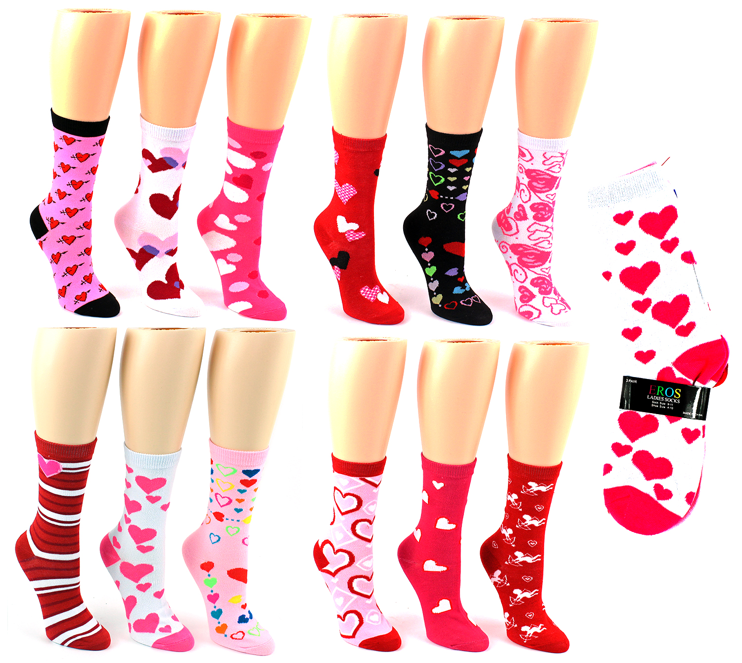 VALENTINE's Day Crew Socks - Size 9-11