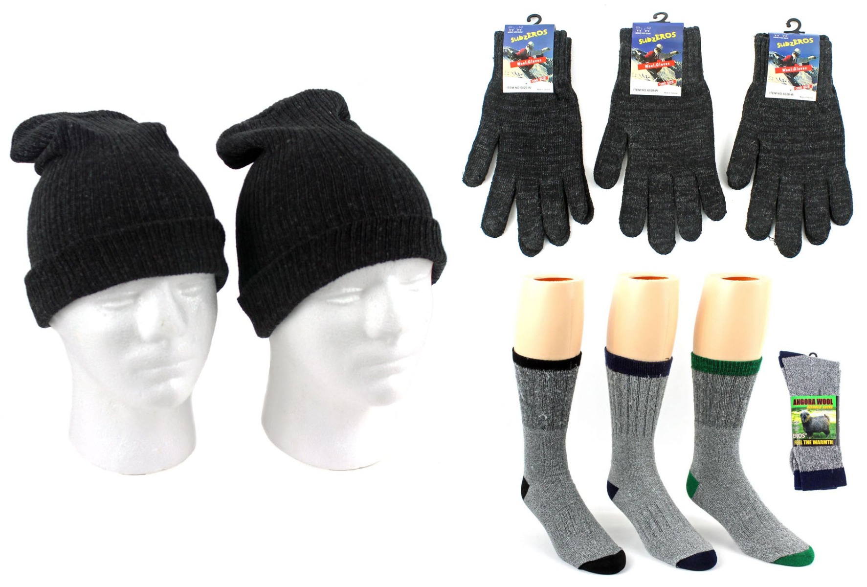 ''Adult Wool Combo - HATs, Gloves, and Angora Wool Blend Socks''