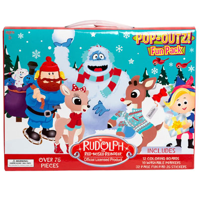 ''Fun Pack Rudolph Pop Outz Boxed Display 12 Color Boards, 10 Markers, 32pg Pad, 25 Stickers''