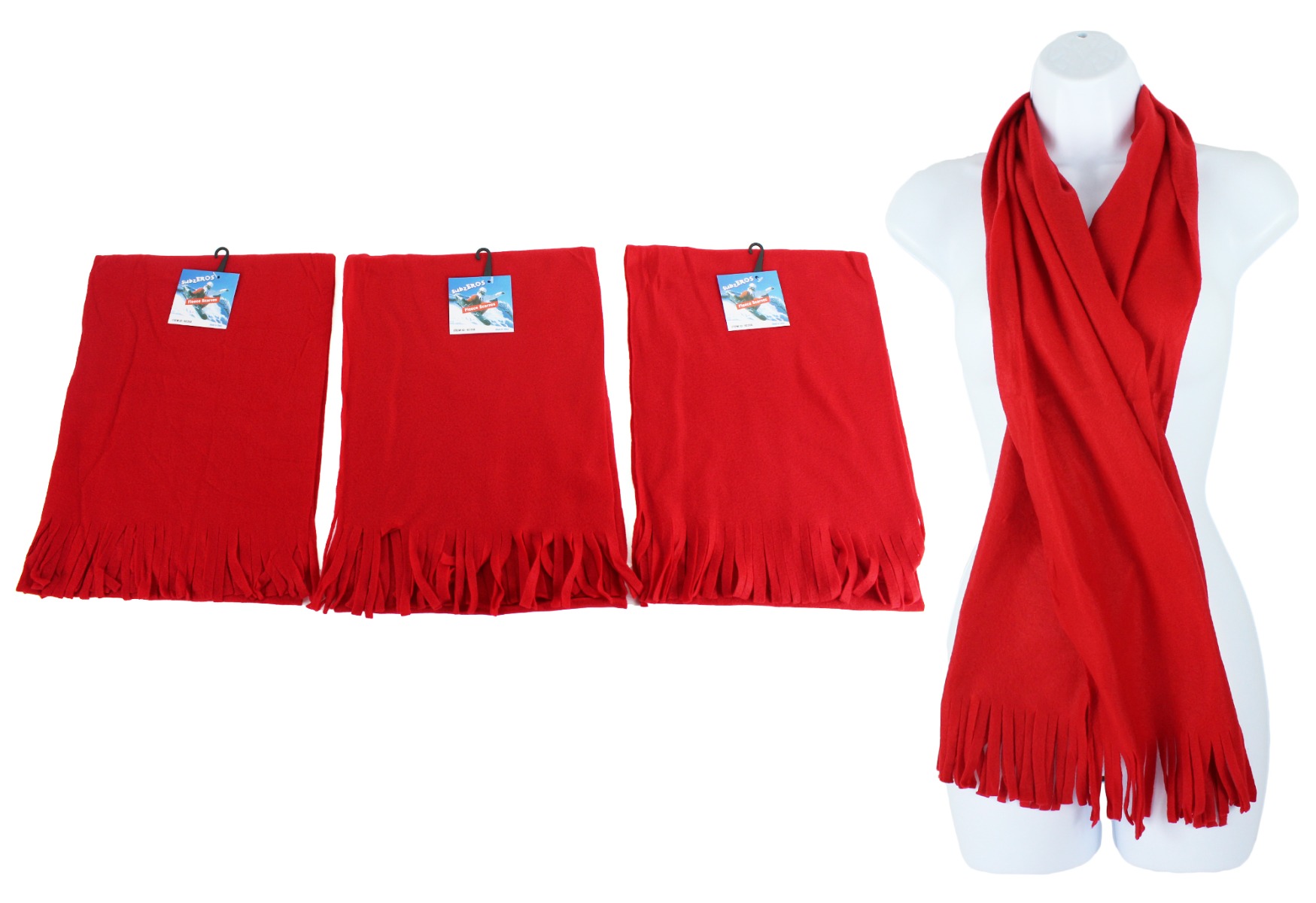 ''Premium Fleece CHRISTMAS Scarves - Red - 60'''' x 12''''''