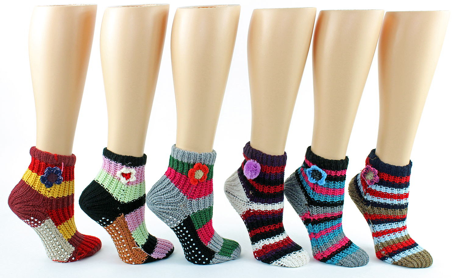 Women's Deluxe Crochet Slipper Socks w/ Non-Skid Grips