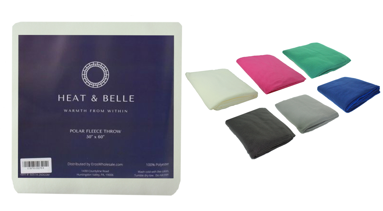 ''Heat & Belle Polar FLEECE BLANKETs - 50'''' x 60'''' - Classic Weight - Choose Your Color(s)''