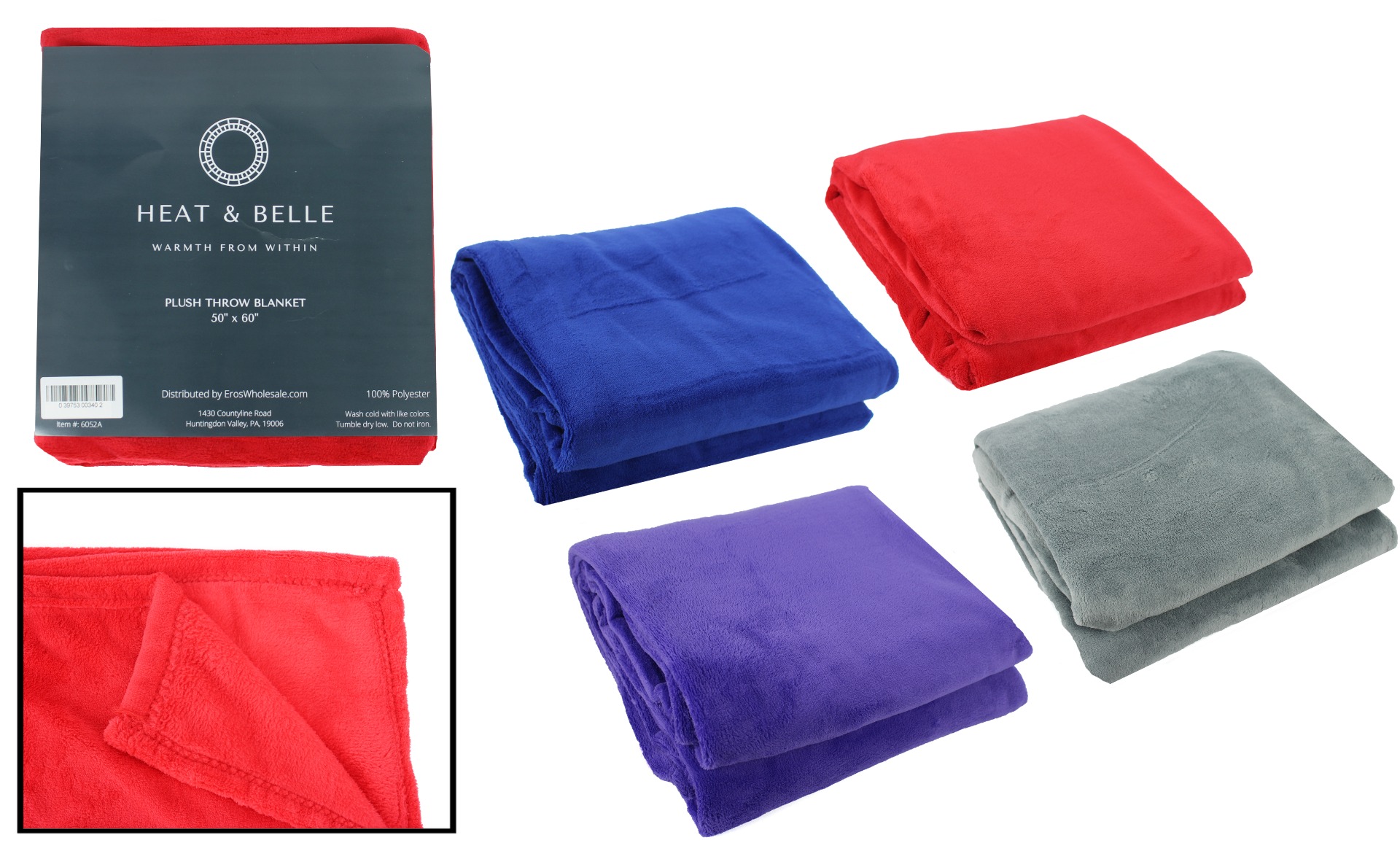 ''Heat & Belle Soft Micro Plush Throws - 50'''' x 60'''' - Deluxe Weight - Choose Your Color(s)''