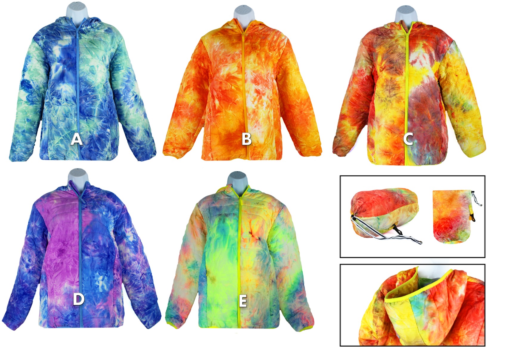 Kid's Packable Hooded Tie Dye JACKETs - Choose Your Color(s)