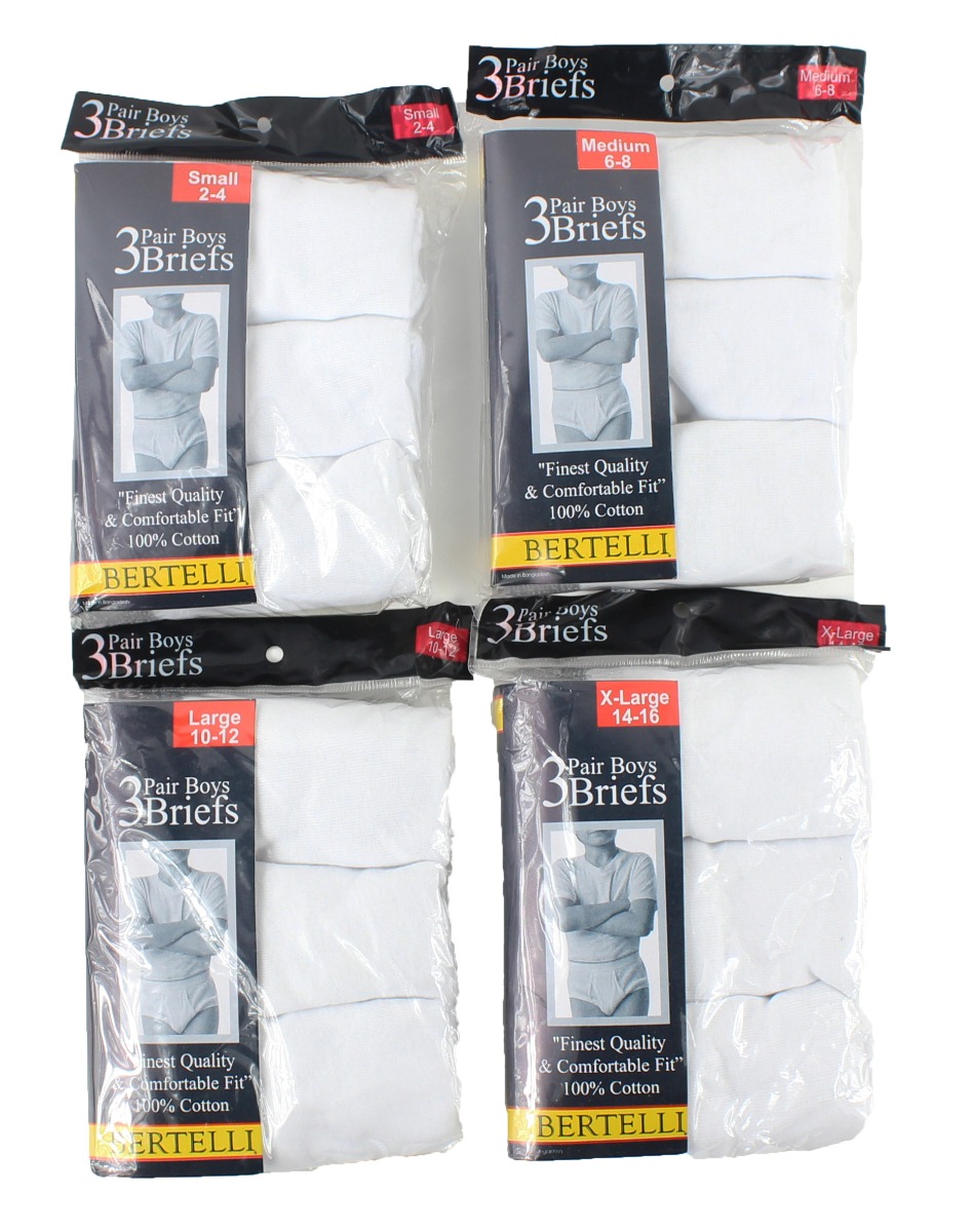 Boys White BRIEFS - 3-Packs - Choose Your Size(s)