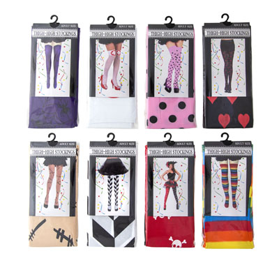 COSTUME Thigh-high Stockings 8asst Character Dress-up Opp Insert Card W/hanger