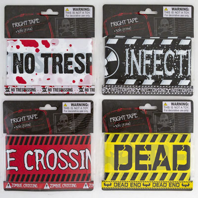 Fright TAPE 30 Feet 4ast Styles On 12pc Merch-strip Hall Tcd/polybag W/cello Sleeve