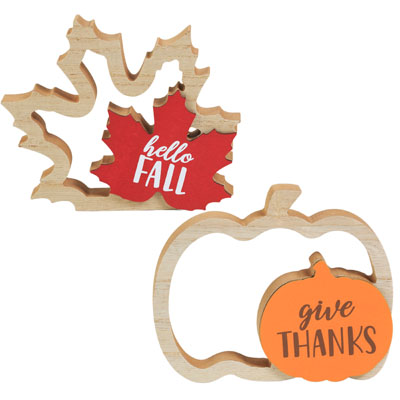 Harvest Outline Table Decor 2ast Shapes Mdf 6 X 0.785 X 5in Ht/mdf Comply