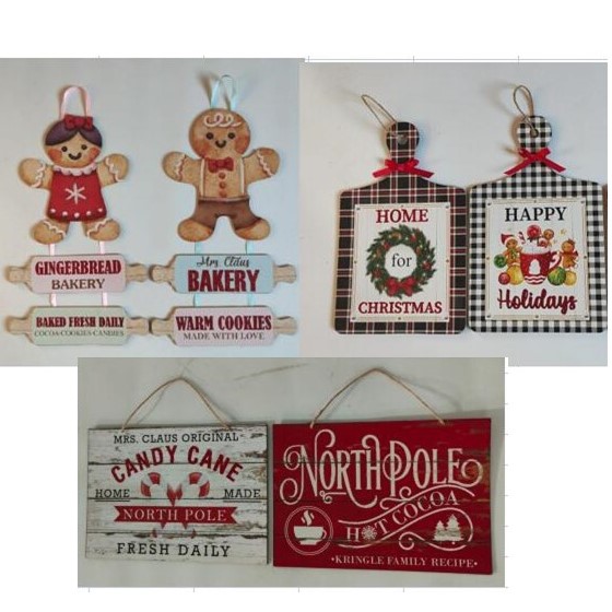 Christmas Wall Decor SIGNs Mdf 6ast W/glitter Comply/label