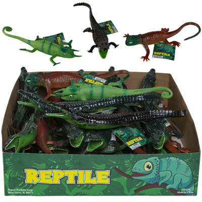 Reptile Figure Lizard/alligator Plastic 4ast 36pc Pdq/ht