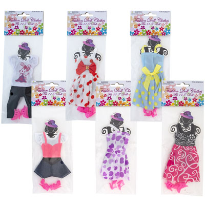 Fashion Doll Clothes W/shoes 6ast Styles/polybag Header