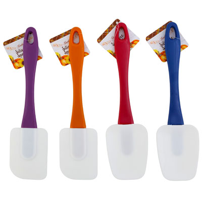 Spatula Fall Silicone Flat/spoon 10in 4ast Color Handle/har Ht