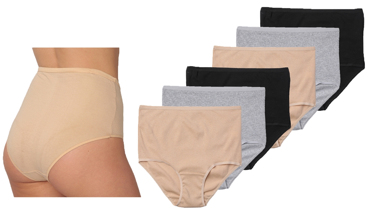 Women's Cotton BRIEF Cut Panties - Beige/Grey/Black - Sizes 5-7