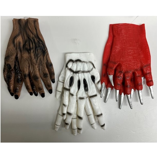 Creepy Gloves Pvc Oversized 3ast Adult Skeleton/wolf/devil Headercard
