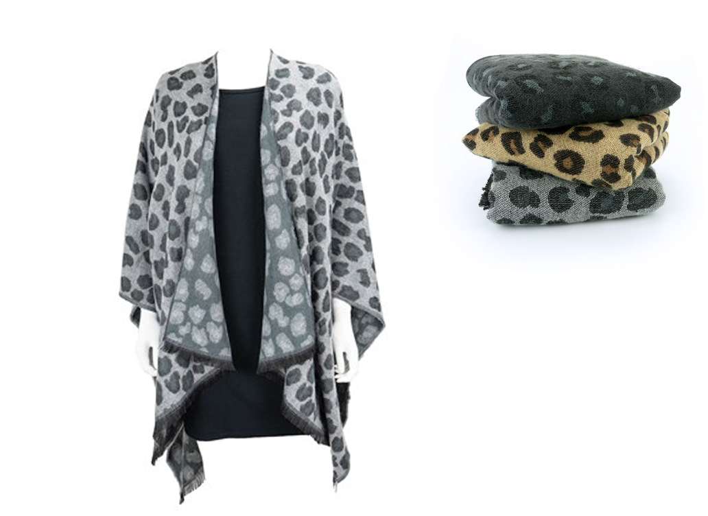 Britt's Knits Women's PONCHO Shawl Wraps w/ Cheetah Print